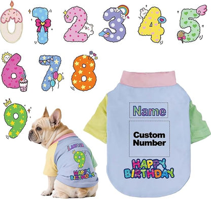 Custom Dog Birthday Shirt, Personalized Pet Apparel Print by Unknown