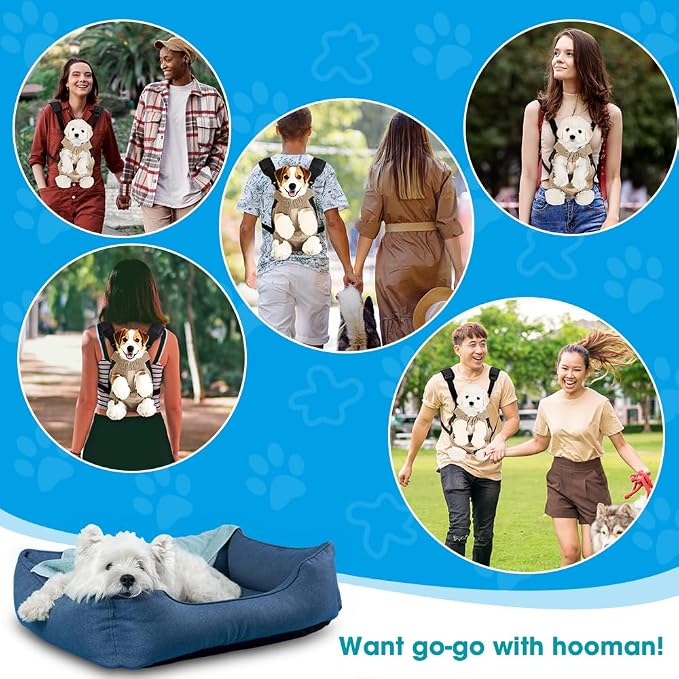 Dog Backpack Carrier, Adjustable Pet Front Carriers, Legs Out Carrying Sling - Image 9