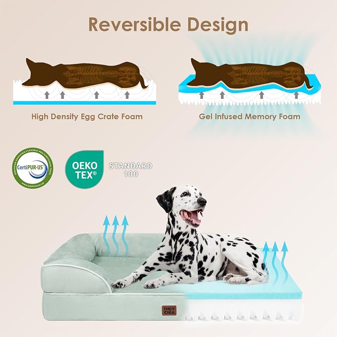EHEYCIGA Orthopedic Dog Bed for Medium Dogs, Waterproof Memory Foam, Sage Green - Image 4