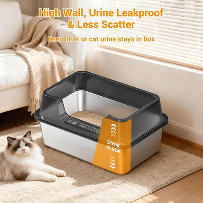 Stainless Steel Litter Box, XL Enclosed Cat Litter Boxes - Image 9