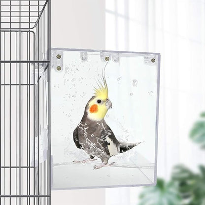 kathson Acrylic Bird Cage Bath Box, Parrot Hanging Tube Shower Box Birds - Image 2
