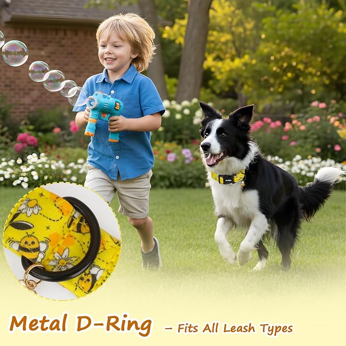 Yellow Dog Collar for Large Dogs, Spring & Summer Theme Large Dog Collars - Image 3