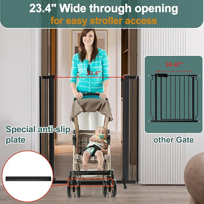 40.55" Tall, 61.61-69.48 Inch Wide, 1.37" Ultra Narrow Spacing Dog Pet Baby - Image 3