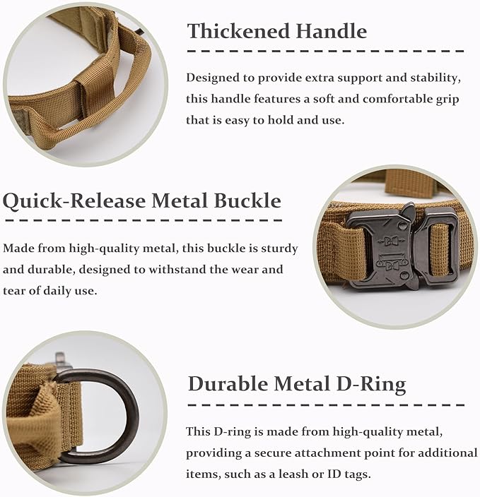 Tactical Dog Collar Set, Adjustable Military Training Nylon Dog Collar - Image 3