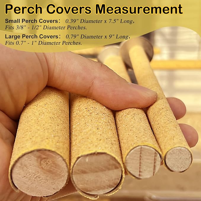 S&X Sanded Perch Covers for Parakeets, Parrotlets, Large Perch Covers 3/4" - Image 5