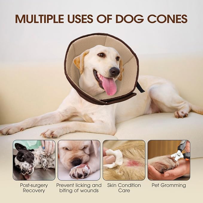 Dog Cone for Large Dogs After Surgery, Adjustable Soft Recovery Cone Collar for - Image 5