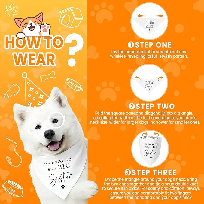 2 Pack Dog Bandanas for Pregnancy Announcement, I'm Going to Be A Big Brother - Image 4