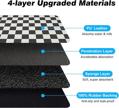 Checkered Dog Food Mat, Absorbent Leak-Proof Pet Feeding Mat, Quick Dry Cat - Image 7