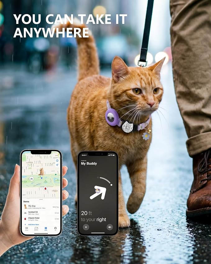 Breakaway Cat Collar with QR Code ID & AirTag Holder, Adjustable Cotton Kitten - Image 7