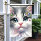 Cute Kitty Garden Flag 12x18 Inch Bling Rhinestone Cat Face Banner Double Sided by Unknown