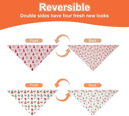 Cute Christmas Dog Bandanas Large 2PCS, 4 Pattern Holiday Scarf - Image 6