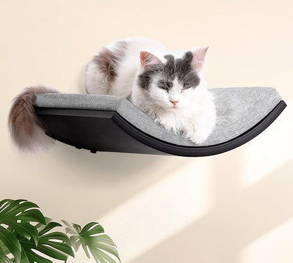 Cat Wall Shelf, Curved Cats Wall Bed, Wall Mounted Cat Grey Climbing Shelves by PELUOMOZ