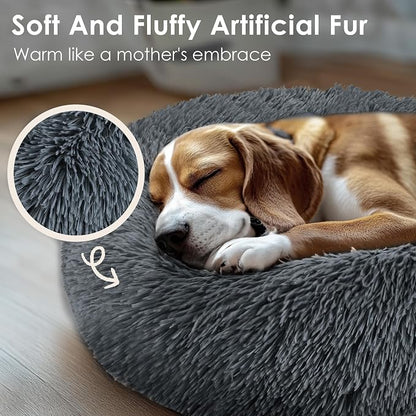 28in Large Dog Bed, Medium Size Dog and Cats, Calming Donut Bed - Image 5