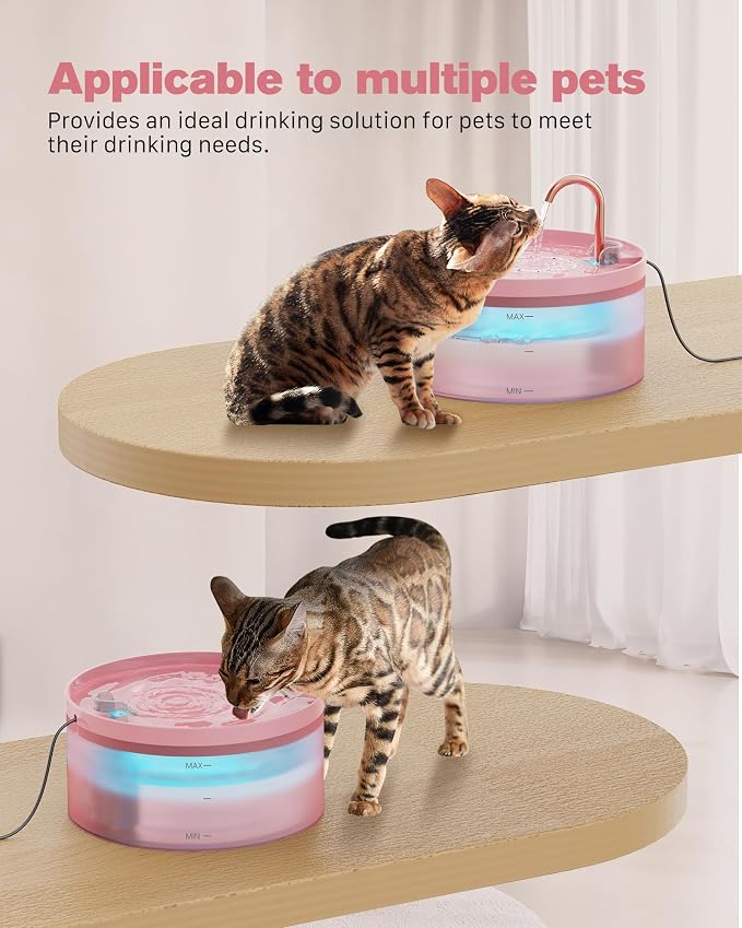 Pink Cat Water Fountain:108oz/3.2L Cat Fountain Super Silent Pet Water Fountain - Image 8