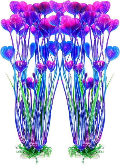AQUANEAT Artificial Fish Tank Plants, Plastic Aquarium Accessories Large by Aquaneat
