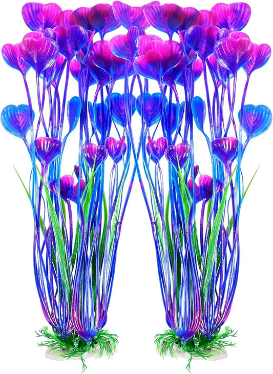AQUANEAT Artificial Fish Tank Plants, Plastic Aquarium Accessories Large by Aquaneat