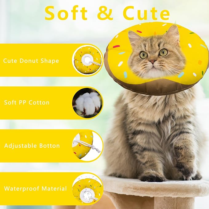 Cat Cone Collar Soft, Adjustable Cat Recovery Collars Kitten Cones to Stop - Image 3