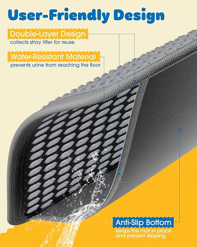 Cat Litter Mat - 46'' x 35'' Small Litter Trapping Mat, Waterproof, Urine-Proof - Image 5