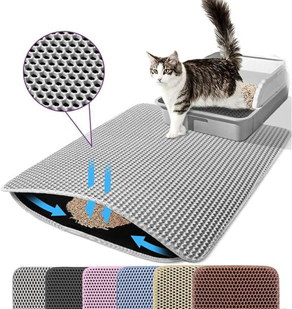 Cat Litter Mat, 24x18 Inches Large Double Layer Honeycomb Cat Litter Trapping by Petinstinct