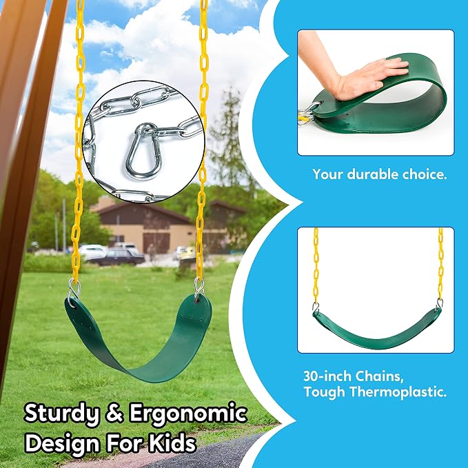 TURFEE 2 Pack Green Swing Seats Heavy Duty - Image 3