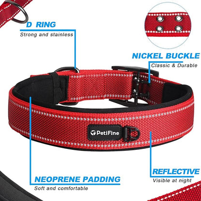 PetiFine Dog Collar for Large Dogs, Neoprene Padded and Adjustable, Reflective - Image 3