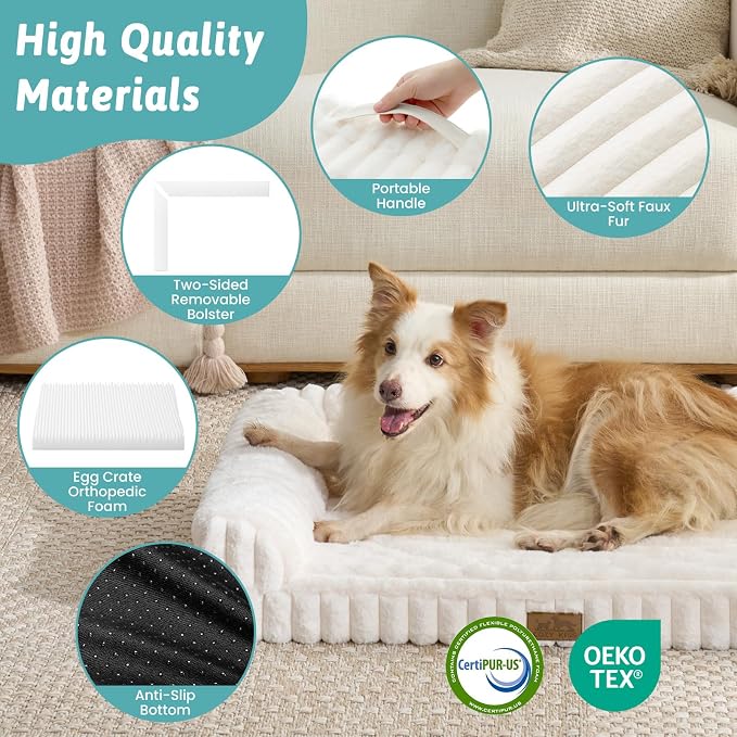 Cute Dog Bed, Faux Rabbit Fur Orthopedic Foam Dog Bed - Image 6