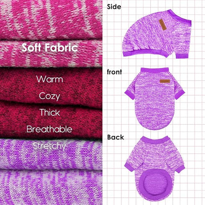 3 Pack Dog Sweaters for Small Dogs Girl Boy Winter Fleece Clothes Warm Soft Dog - Image 4