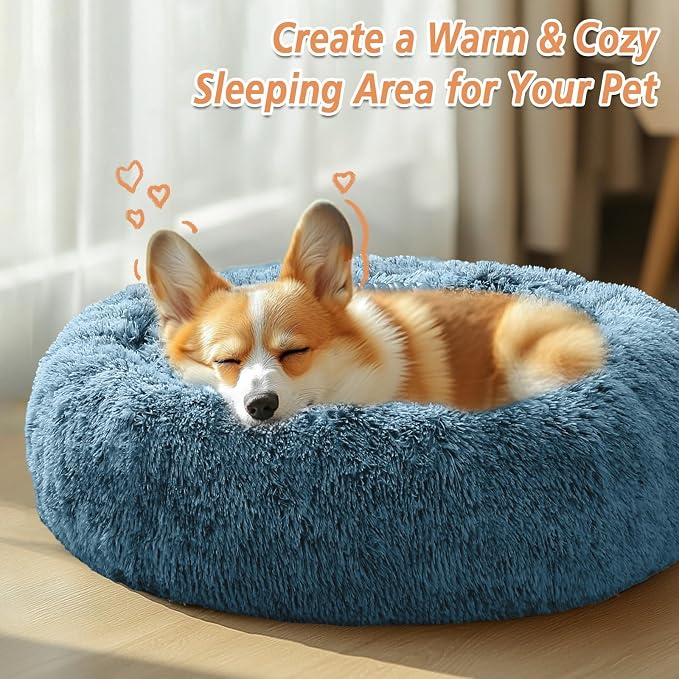 JOLLYVOGUE Calming Dog Bed Medium Size Dog, Anti-Anxiety Donut Medium Pet Bed - Image 4