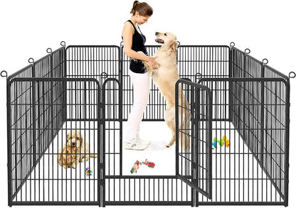 Dog Playpen, 32inch 10 Panels Outdoor Dog Fence Indoor Dog Pen Anti-Rust Pet by Jhsomdr