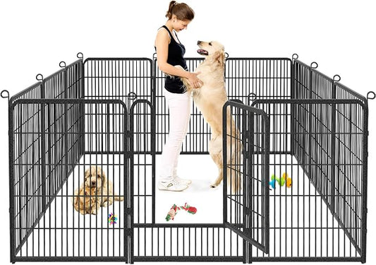 Dog Playpen, 32inch 10 Panels Outdoor Dog Fence Indoor Dog Pen Anti-Rust Pet by Jhsomdr