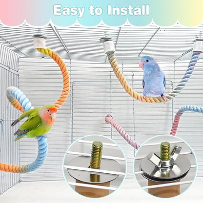 BNOSDM 3 Pcs Rope Perches for Bird Cages Gradient Sunset Color Bendable - Image 5