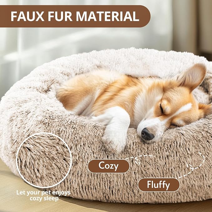JOLLYVOGUE Calming Dog Bed Medium Size Dog, Anti-Anxiety Donut Medium Pet Bed - Image 2