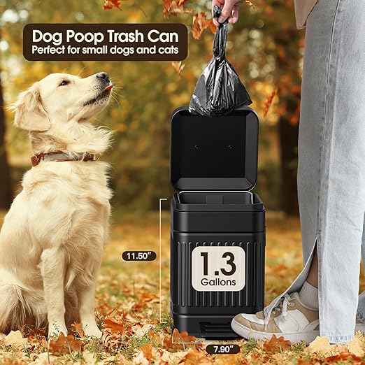 CEROELDA Small Trash Can with Lid-5L/1.3 Gal, Stainless Steel Outdoor Dog Poop - Image 4