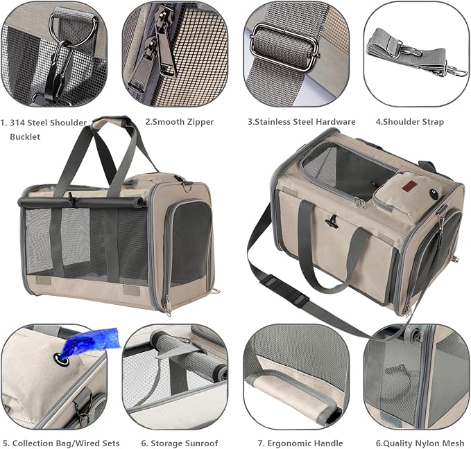 Dog Carriers for Small Dogs Stylish Cats Carrier Airline Approved Pets - Image 3