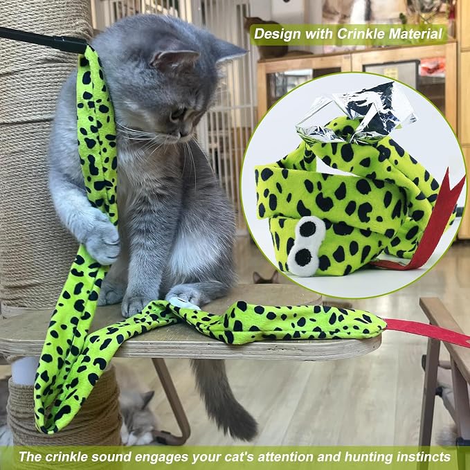 Interactive Cat Toy Wand with Crinkle, Cat Teaser Wand Rainbow String - Image 2