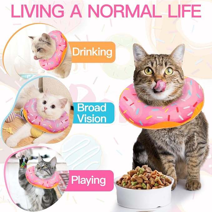 Cat Cone Collar Soft, Cute Cat Donut Collar After Surgery, Adjustable Kitten - Image 7