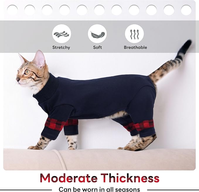 PUMYPOREITY Cat Pajamas, Stretchy 4-Leg Design - Image 3