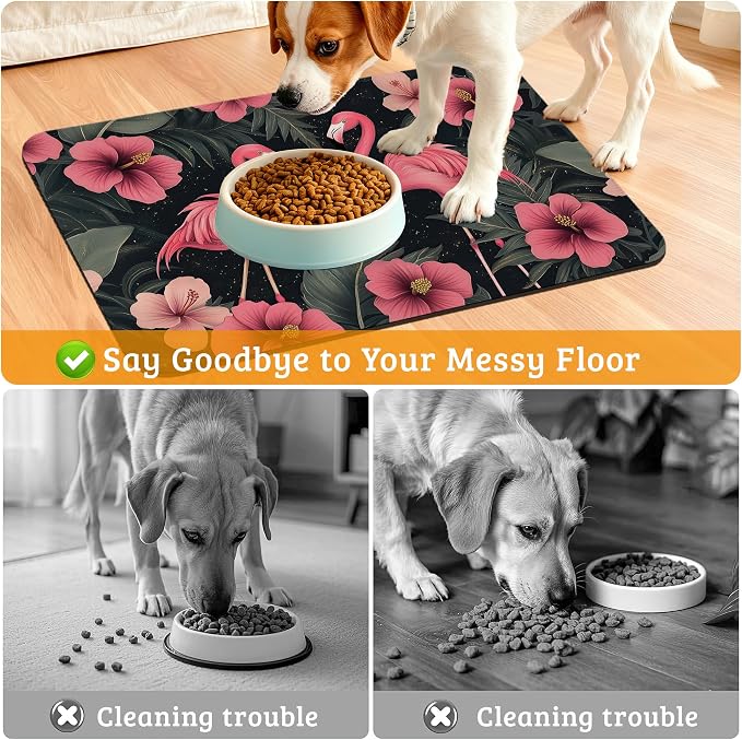 Pet Feeding Mat, Non-Slip Water Bowl Placemat, Pet Supplies 12" x 20" - Image 4