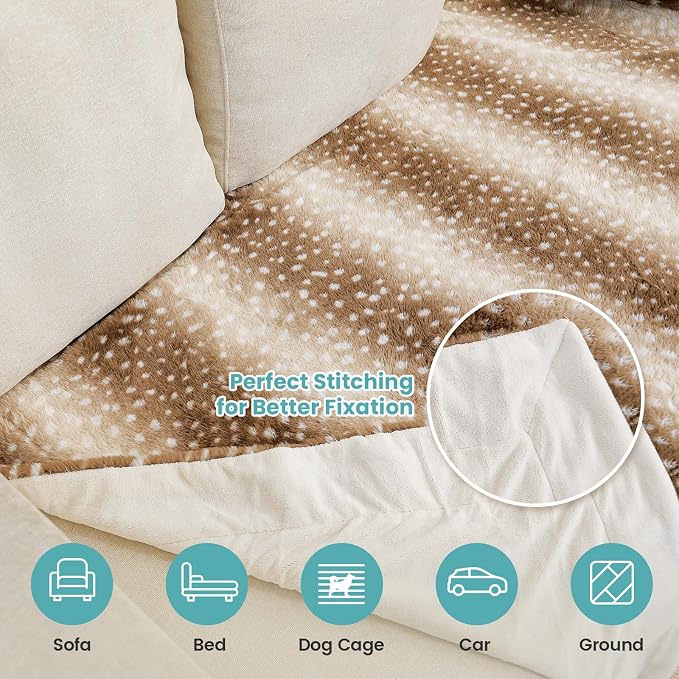 Waterproof Pet Blanket, Christmas Faux Fur Deer Print Blanket, Woman Sofa Bed - Image 5