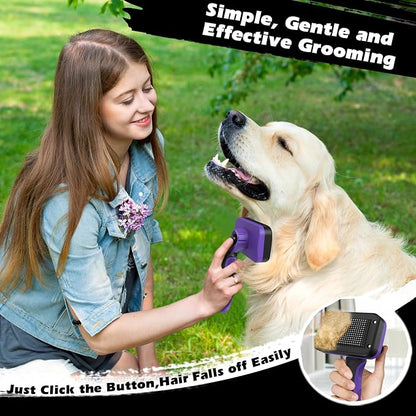 3PCS Self Cleaning Slicker Brush & Pet Grooming Rake & Flea Comb - Image 5
