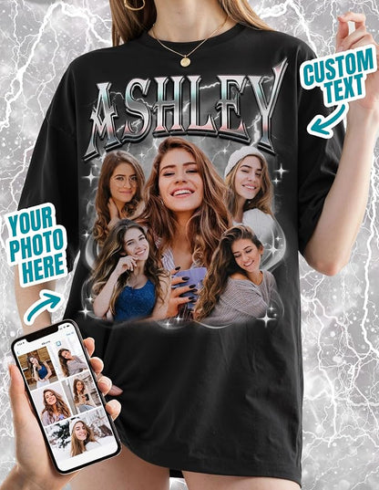 Custom Bootleg Rap Shirt with Photo Text, Vintage Custom Picture Shirt - Image 2