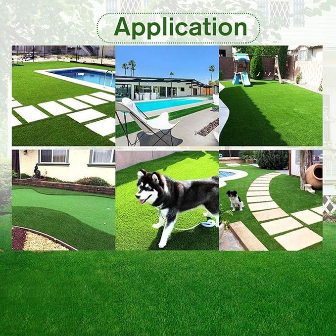 Artificial Grass Rug Outdoor Indoor 8FTX82FT Fake Grass Carpet Green Synthetic - Image 9