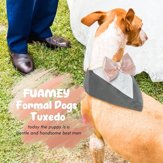 FUAMEY Dog Tuxedo for Medium Dogs, Dog Formal Suit Dogs Attire Pet Bow Tie - Image 4
