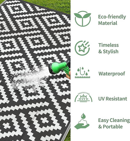 GENIMO 5x8 Outdoor Rug Waterproof, Reversible Mats, Outdoor Area Rug, Plastic - Image 5