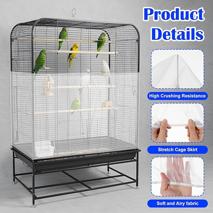 Grevosea Bird Cage Seed Catcher, Large Bird Cage Cover Stretchy Adjustable - Image 4