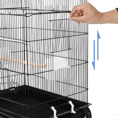 ZENY 63.4 Inch Bird Cage, Rolling Wrought Iron Parrot Cage - Image 6