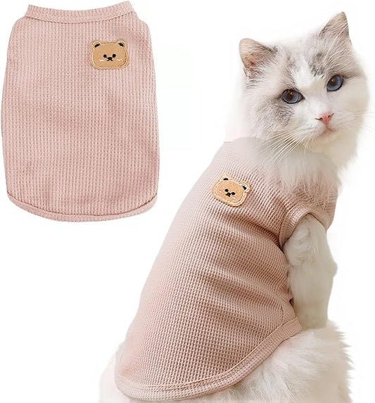 Waffle Knit Cat & Dog T Shirt for Small Dogs, Stretchable Puppy Shirt for by Unknown