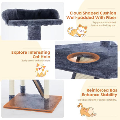 Sweetcrispy 79 inch Cat Tree Tower, Large Multi Level Cats Climbing Tower - Image 4