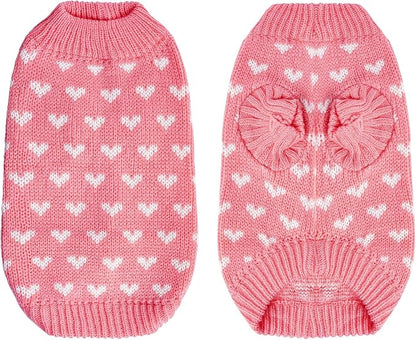 Dxhycc Dog Knitted Sweater Heart Puppy Sweater Warm Soft Pet Holiday Clothes - Image 2