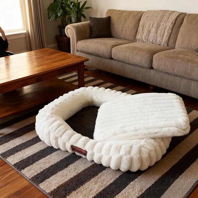 Cute Washable Dog Bed for Small Medium Dogs, Orthopedic Plush Rectangle - Image 9